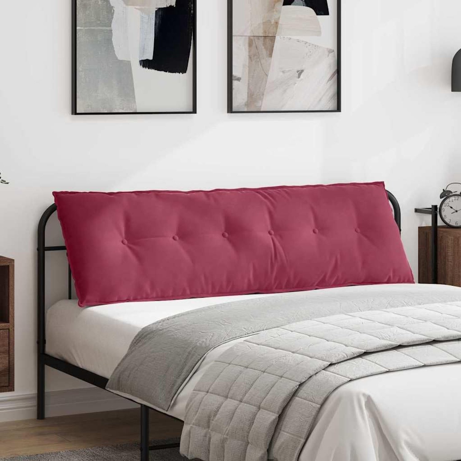 Rechthoekig rugkussen, wijnrood, 160 x 50 cm, van corduroy met polyestervulling, afneembare overtrek en ritssluiting, voor woonkamer, slaapkamer en kantoor