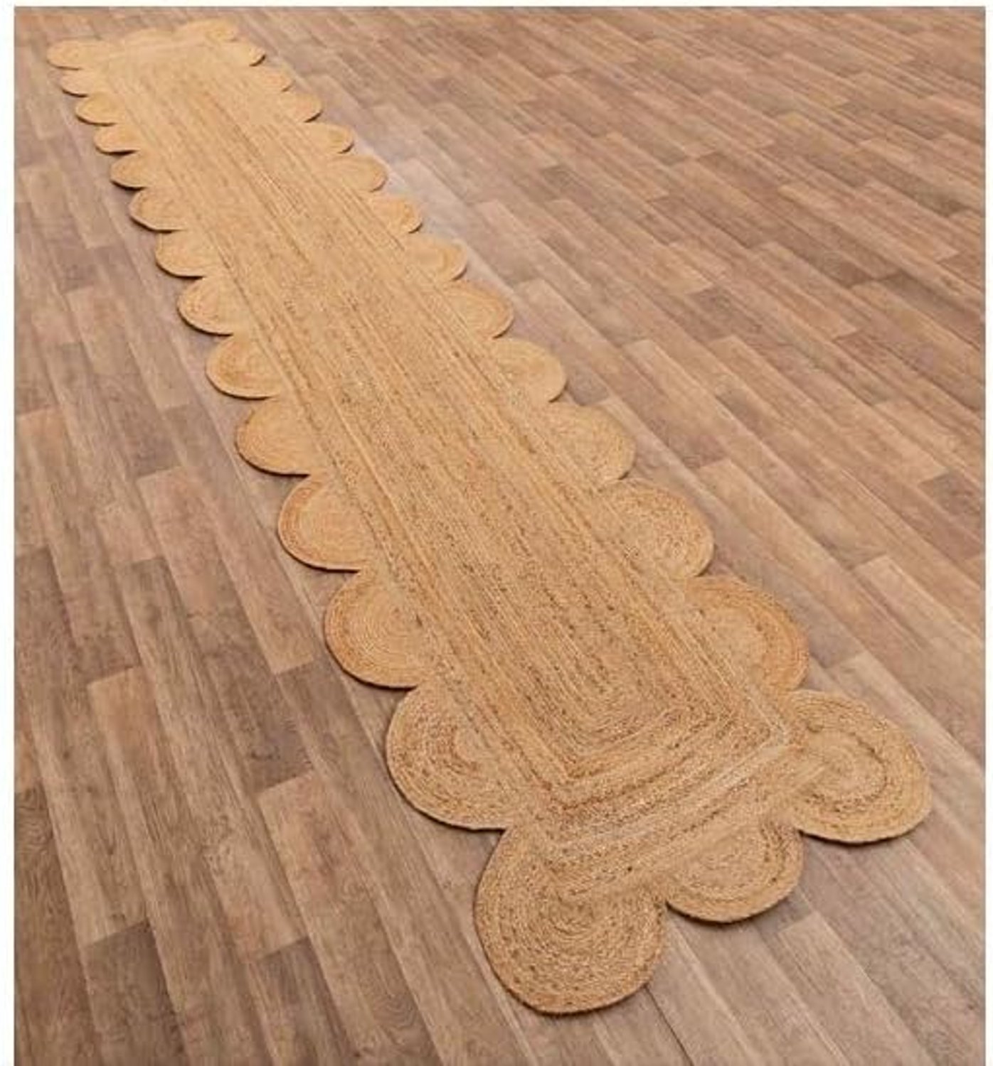 Geschulpte natuurlijke jute vloerkleed. Gevlochten Boheemse woonkamer boerderij tapijten (natuurlijk, 2'6 x 12' voet)