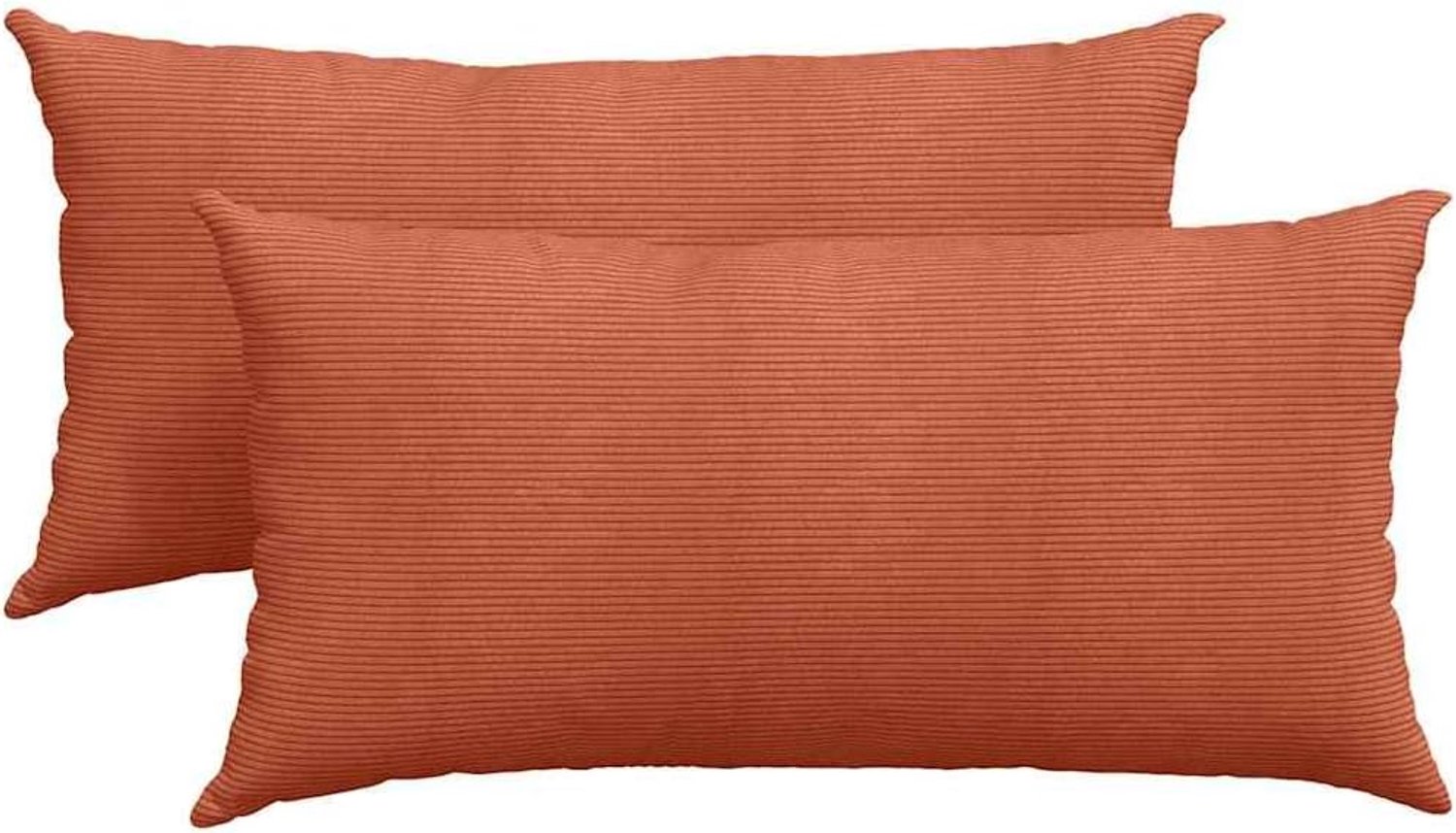 Bankkussen, 2 stuks, rood-oranje, 80 x 40 cm, corduroy met ritssluiting, afneembare overtrekken van zacht corduroy, polyestervulling voor langdurig comfort, modern sierkussen