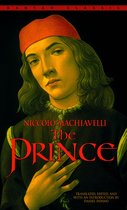 Boekomslag van 'The Prince' van Niccolo Machiavelli, met een schilderij van een man met een rode baret.