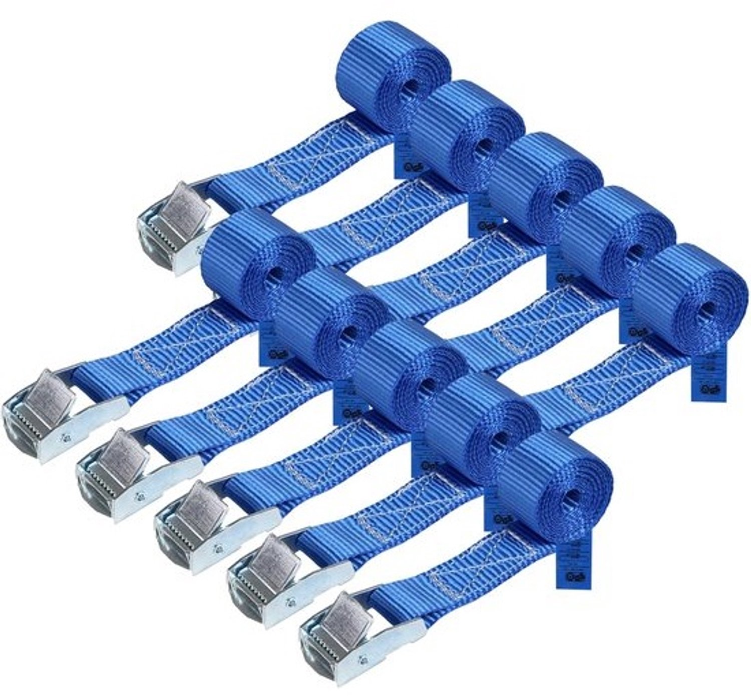 Spanband met klemgesp - 10 stuks - blauw - 2.5 cm x 1 meter - 250 kg zekerheid