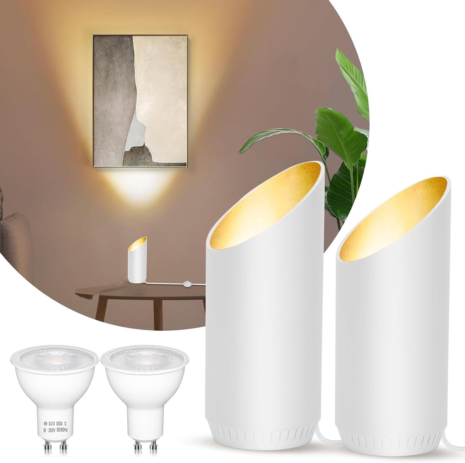 Led-vloerspot - Zwart - Wit - Met GU10-ledlamp - Voor Binnen