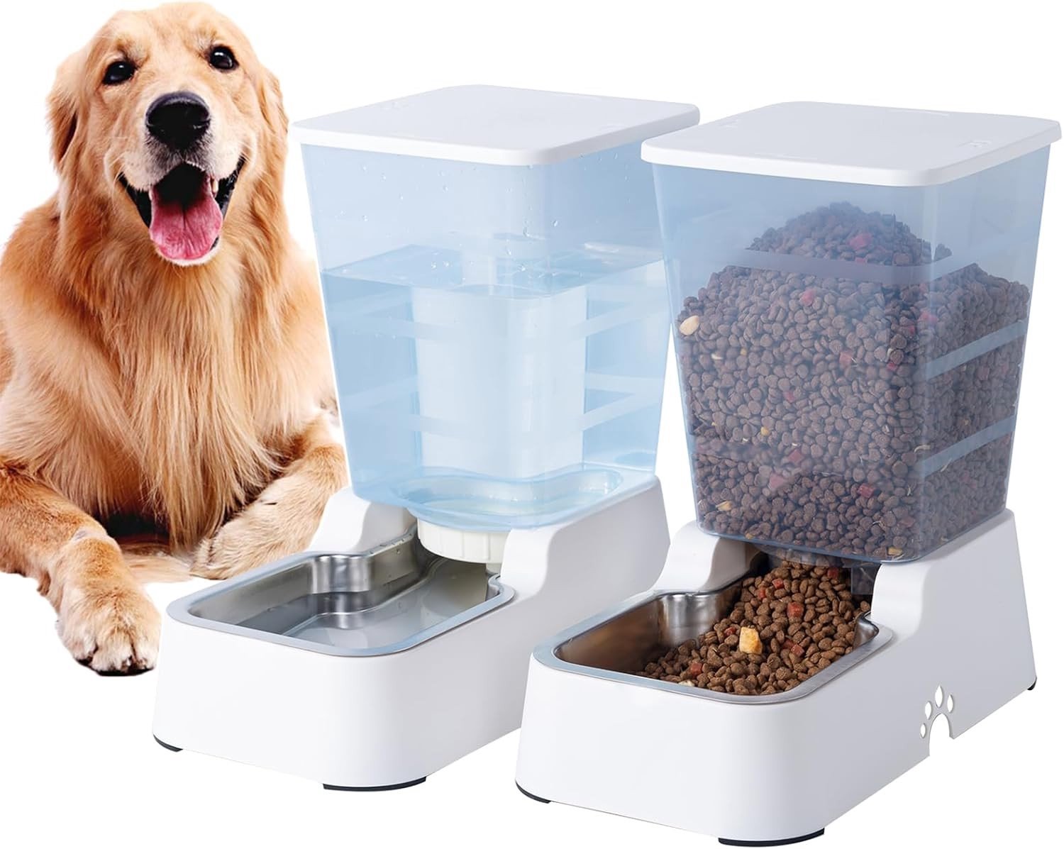 Automatische Voer- en Waterdispenser - Wit - 5 L - BPA-vrij Kunststof - Voor Honden en Katten