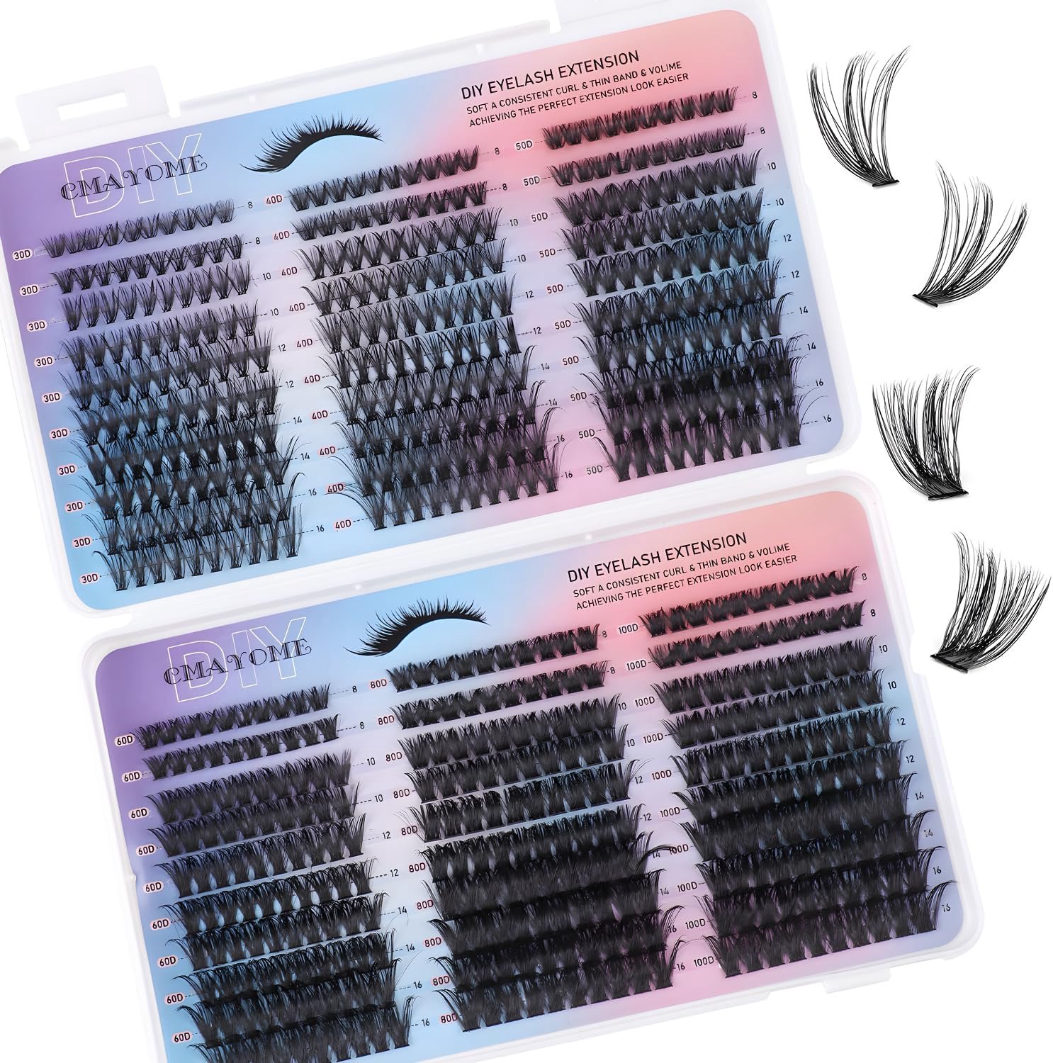 Wimperextensies set 600 stuks - 8-16 mm - 6 dichtheden - doe-het-zelf wimpervormset - Homevero