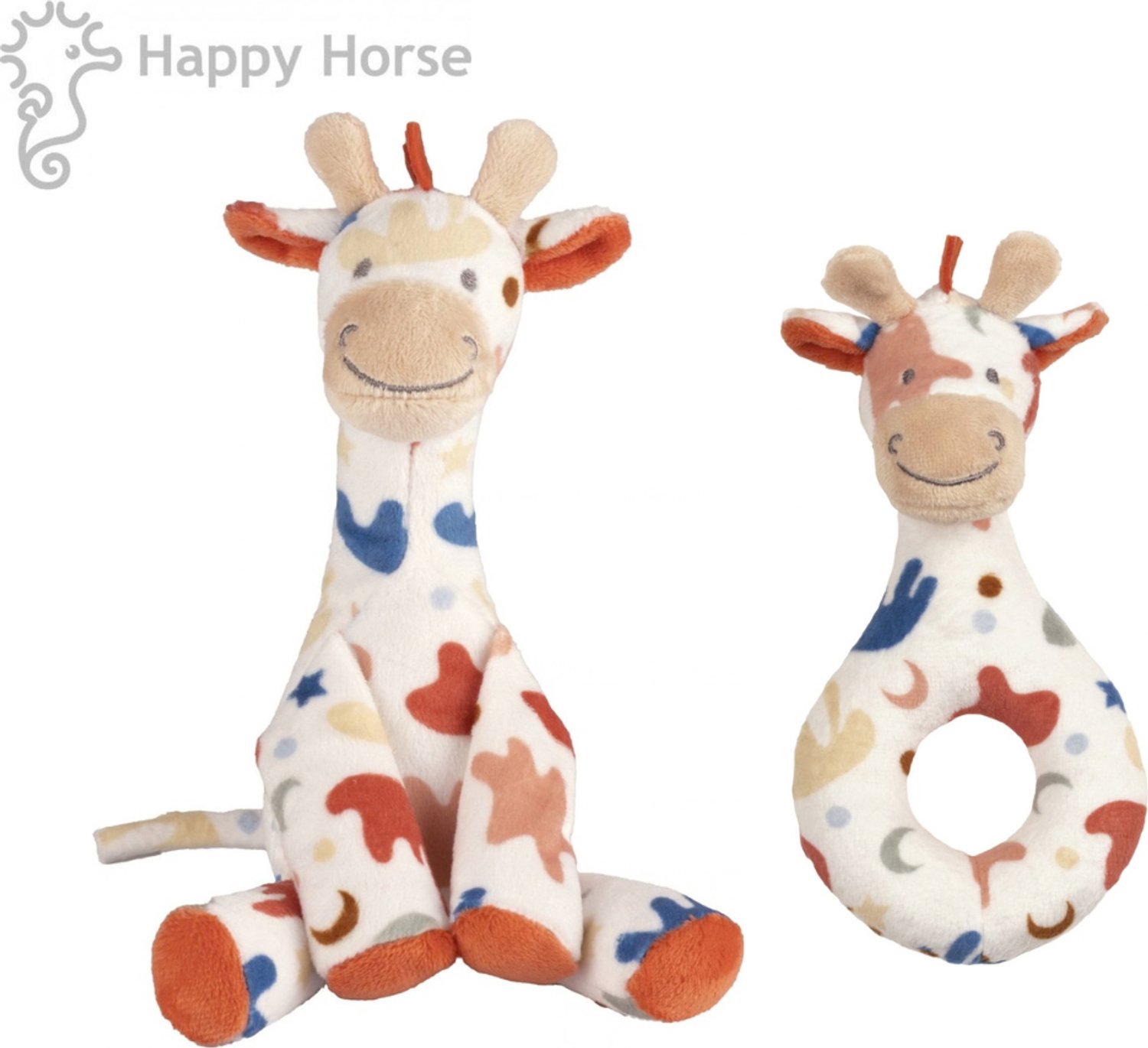 Happy Horse Giraffe Gilles Cadeau set – Knuffel 23cm + Rammelaar 17cm | Set van 2 | Multi-color | Kraam cadeau | Baby cadeau