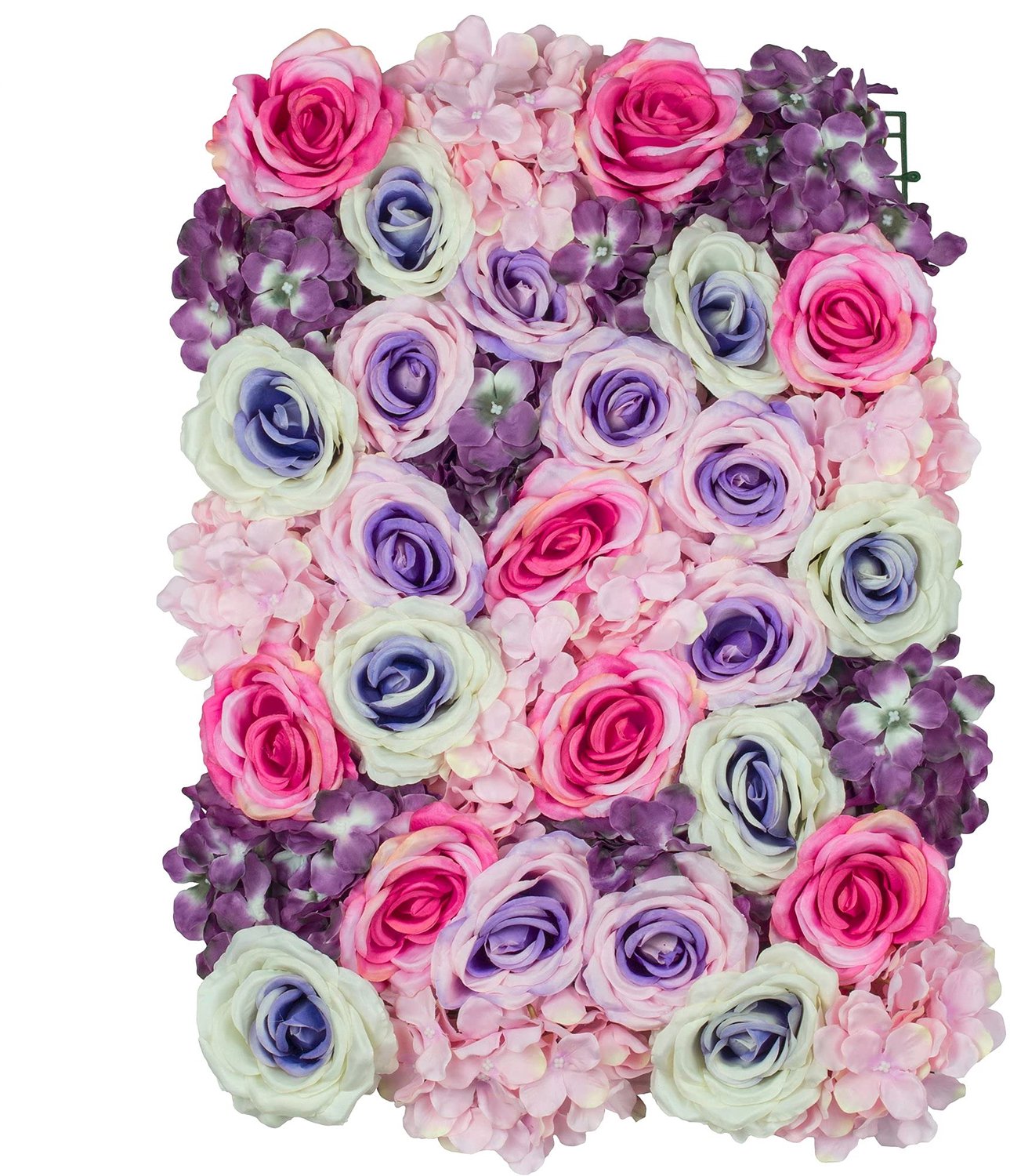 RCZ Decor 9835us Zijden Rozen/Hortensia's Bloem Muur Achtergrond Paneel -41cm x 61cm | Lavendel & Roze & Paars | 1 st