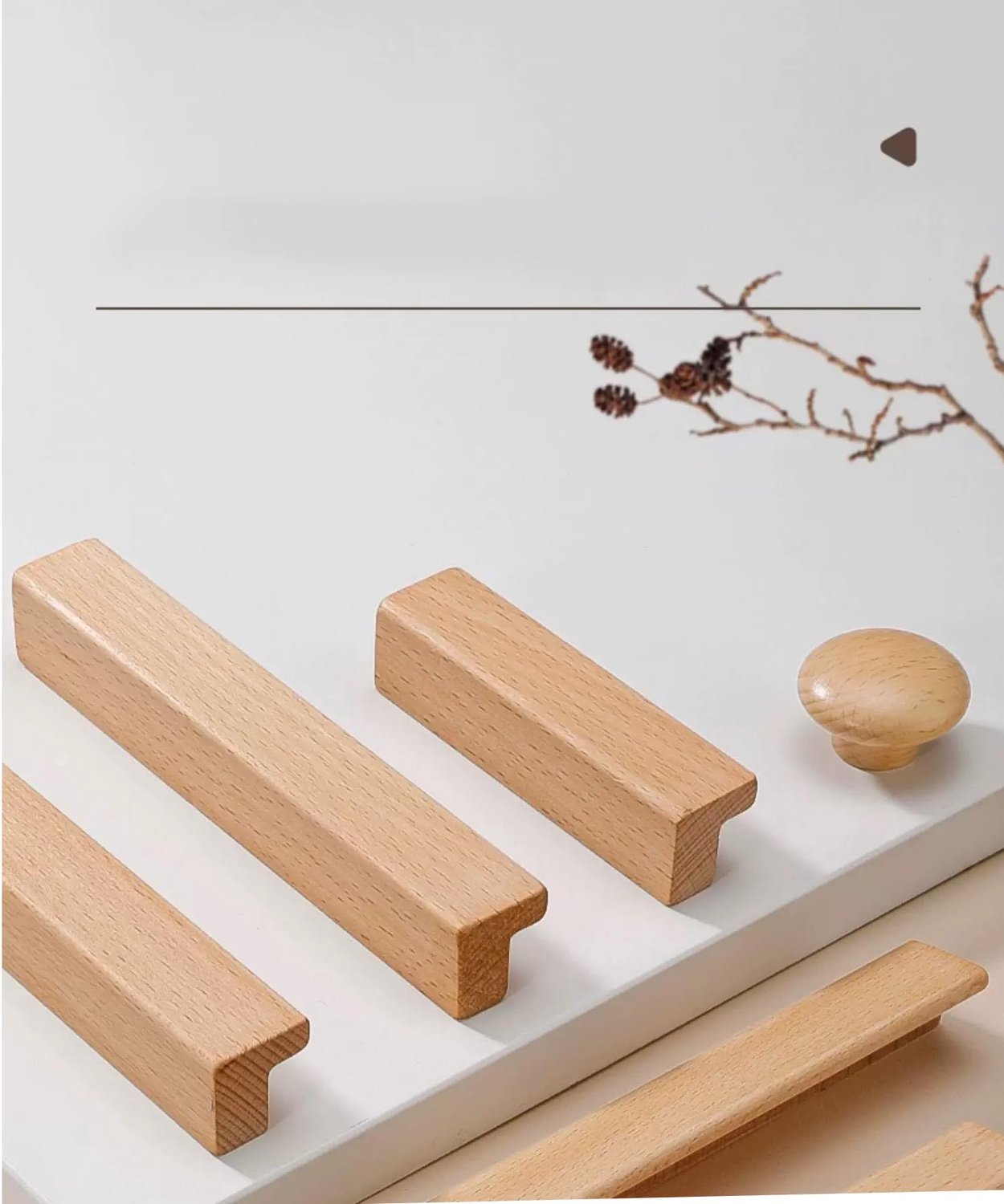 SnelShoppen - 6 Stuks Houten Keuken Kast Handgrepen, Kast Hardware Lades Trekker, 160mm Houten Lades Handvatten voor Keuken en Meubels