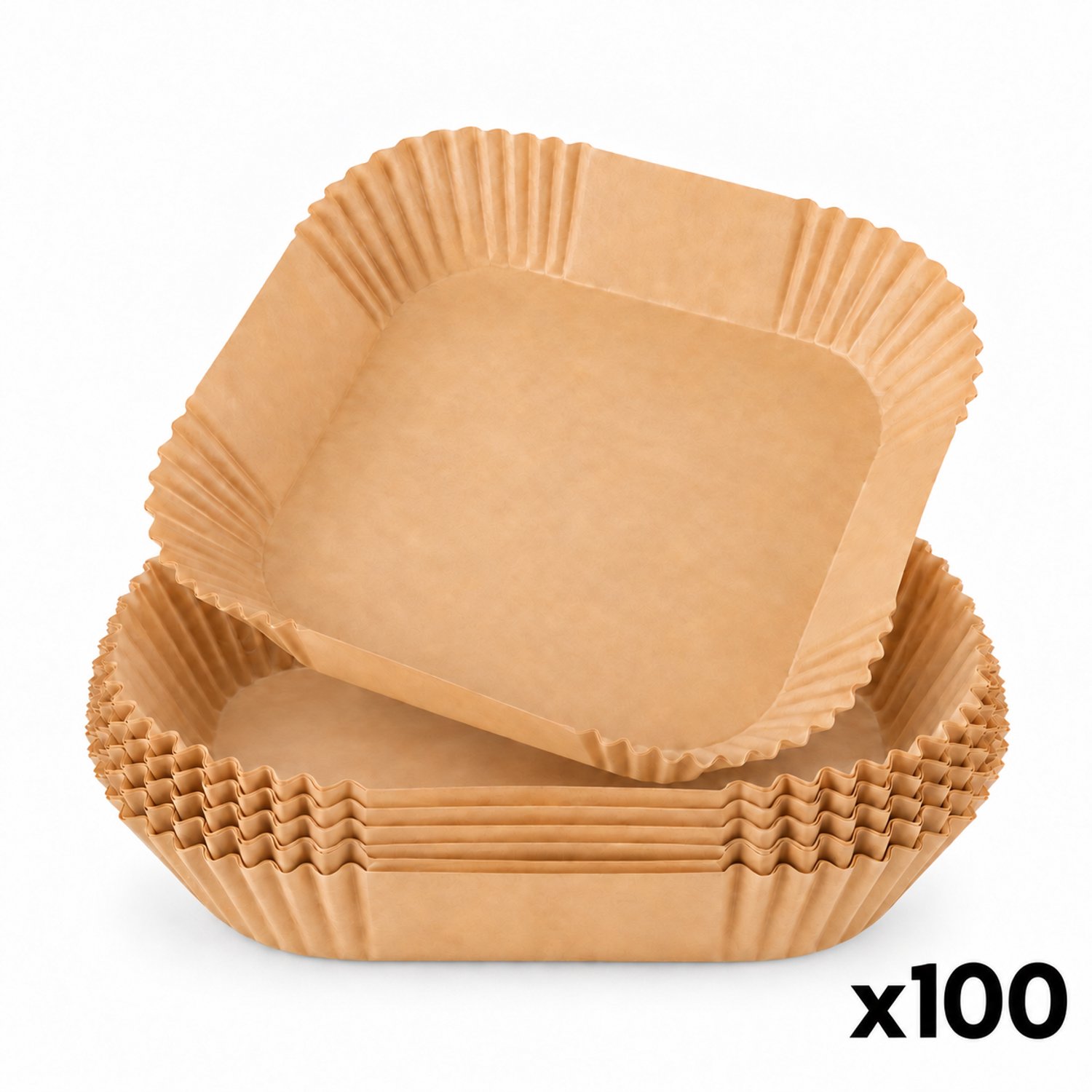 Hauskraft - Airfryer Bakpapier Bakjes - Vierkant 24x24x5 cm - 100 Stuks