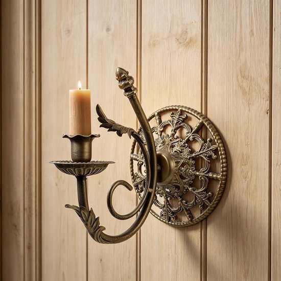 Vintage Wandkandelaar van Ijzer Antieke Wandkaarsenhouder voor Dikke Smalle Kaarsen Rustieke Muurdecoratie voor Woonkamer Slaapkamer Overdekte Veranda — afbeelding 4