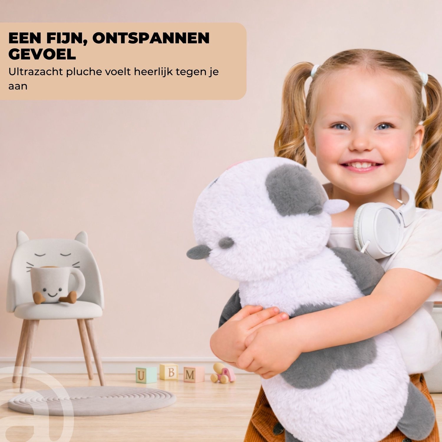 ADEL Verzwaringsknuffel Koe 2 kg – Zachte Verzwaarde Knuffel / Weighted Stuffed Animal – Verzwaringskussen Kind & Volwassenen – Rustgevend Knuffeldier — afbeelding 6