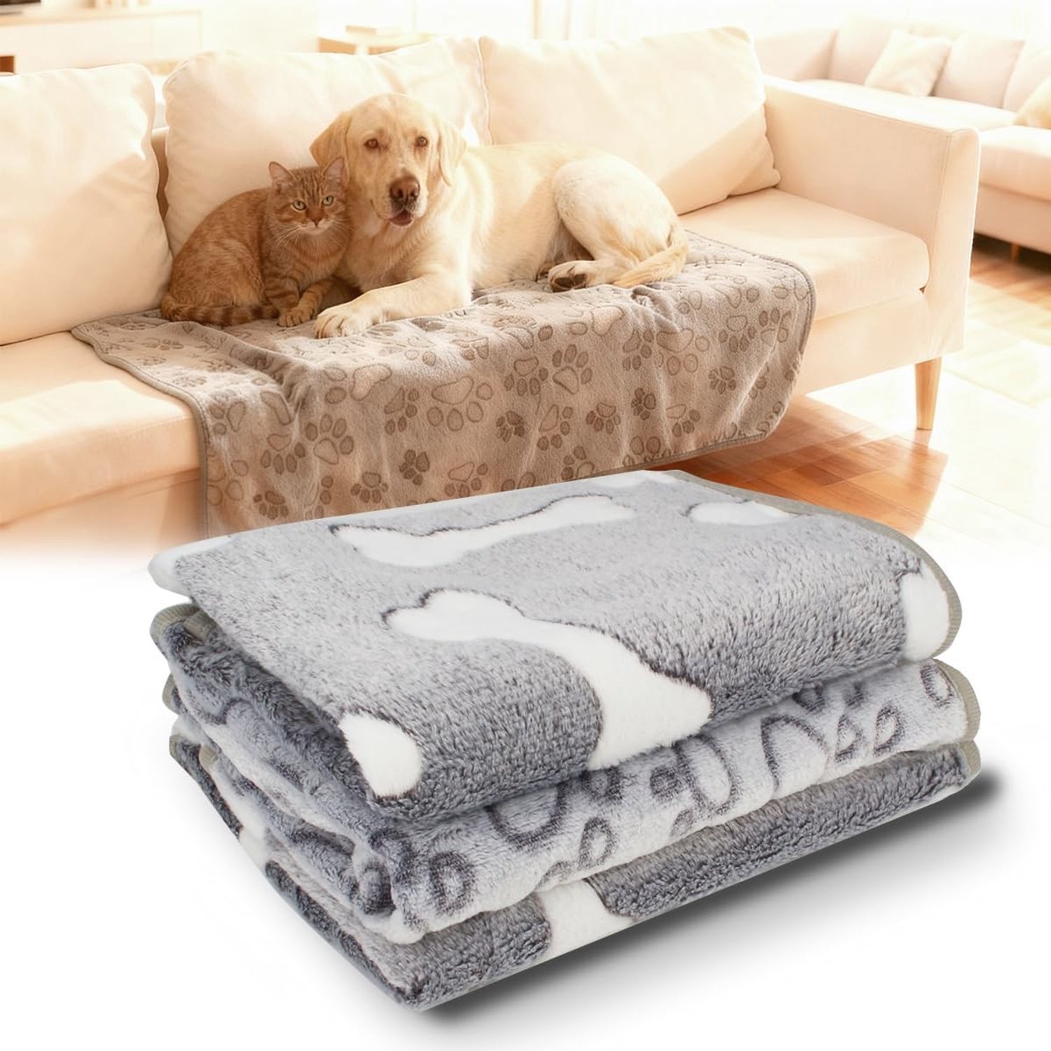 Honden- en kattendeken 52 x 76 cm, zachte en warme dekens voor huisdieren, ideaal voor binnen en buiten gebruik