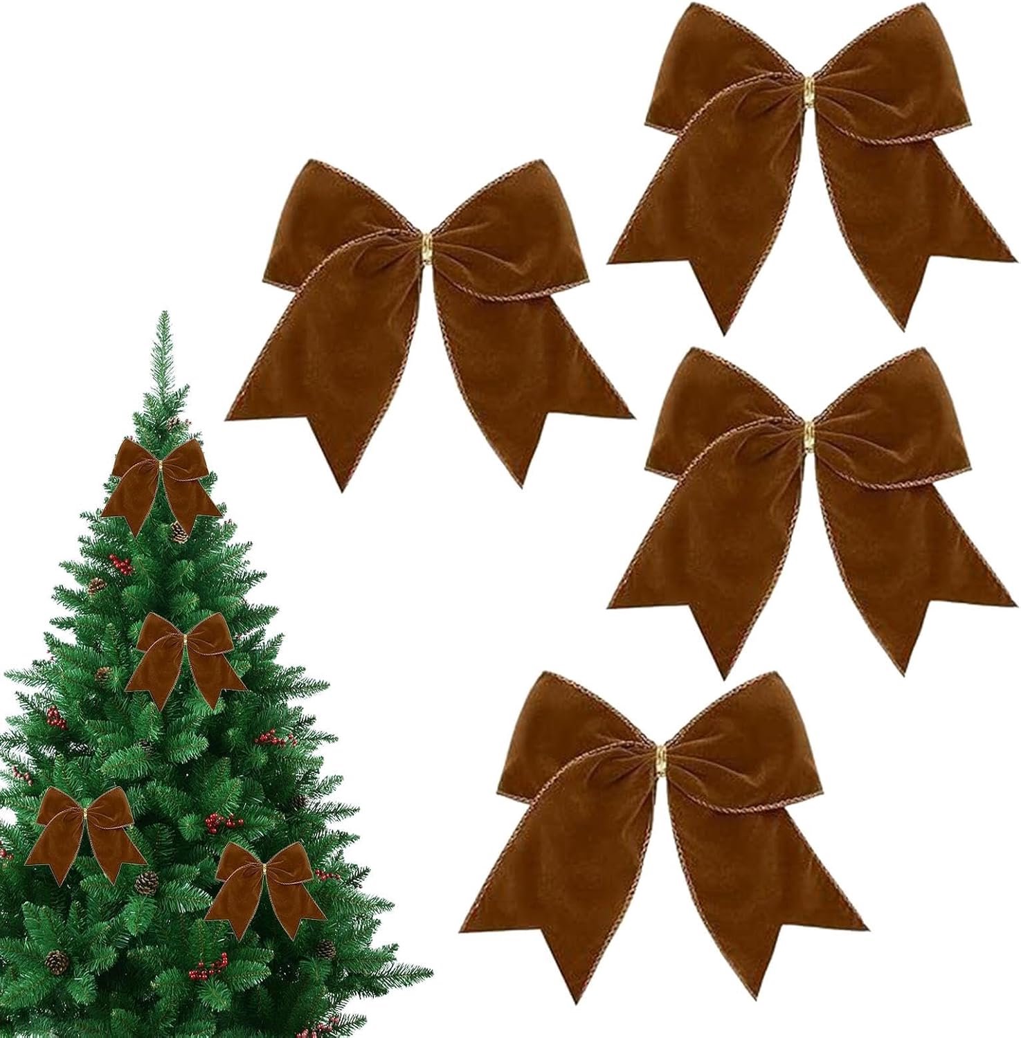 Fluwelen Kerststrikken 4 Stuks Charmante Feestversieringen