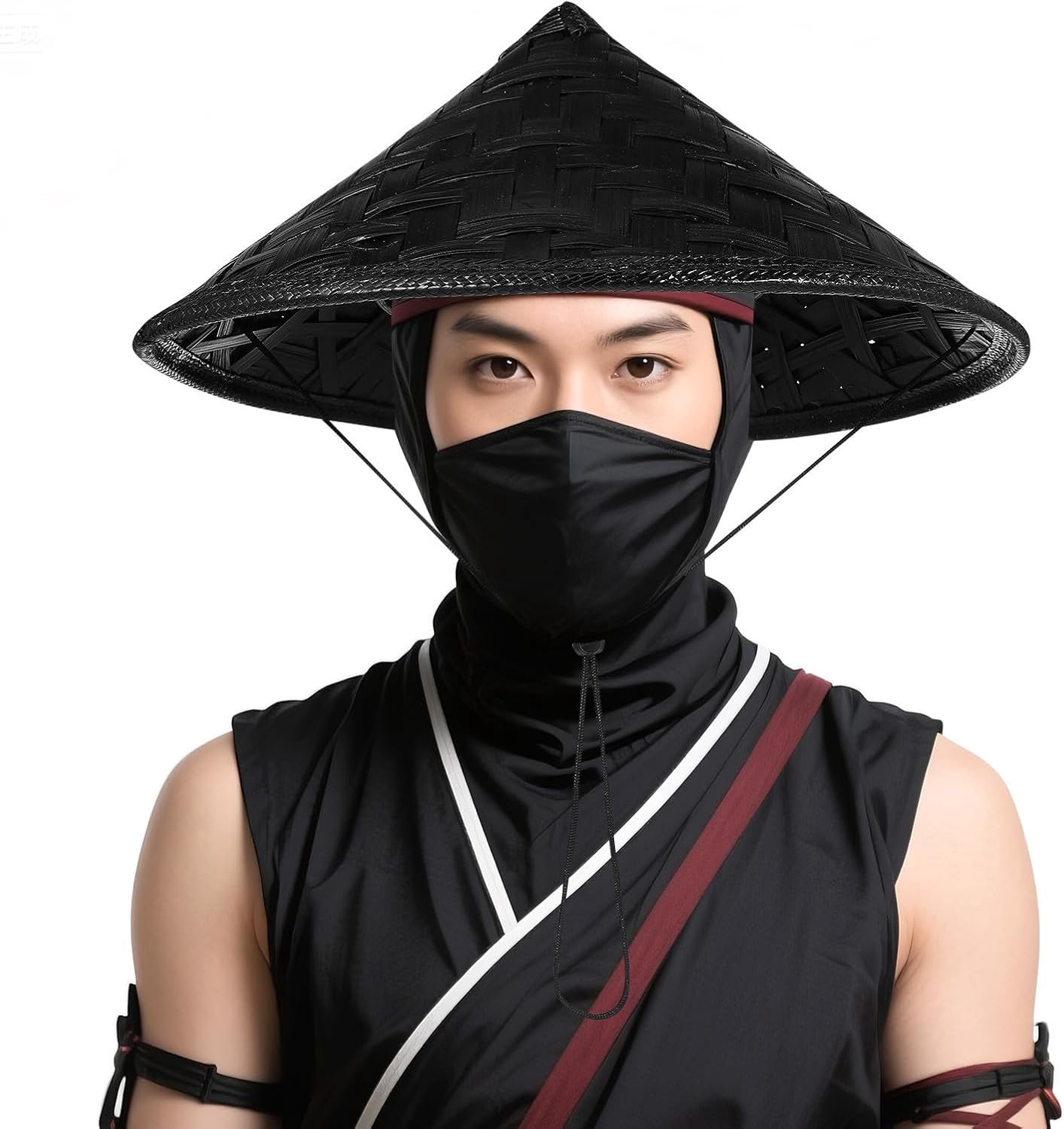 Zwarte Bamboe Geweven Samuraihoed voor Cosplay Oosterse Podiumoptredens Stijlvolle Decoratieve Ninjahoed voor Fotoshoots Willekeurige Kleur