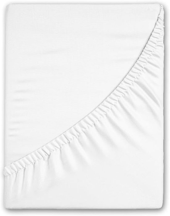Morning Hoeslaken Jersey Katoen Stretch 30cm Hoge Hoek - white 140x200cm — afbeelding 3