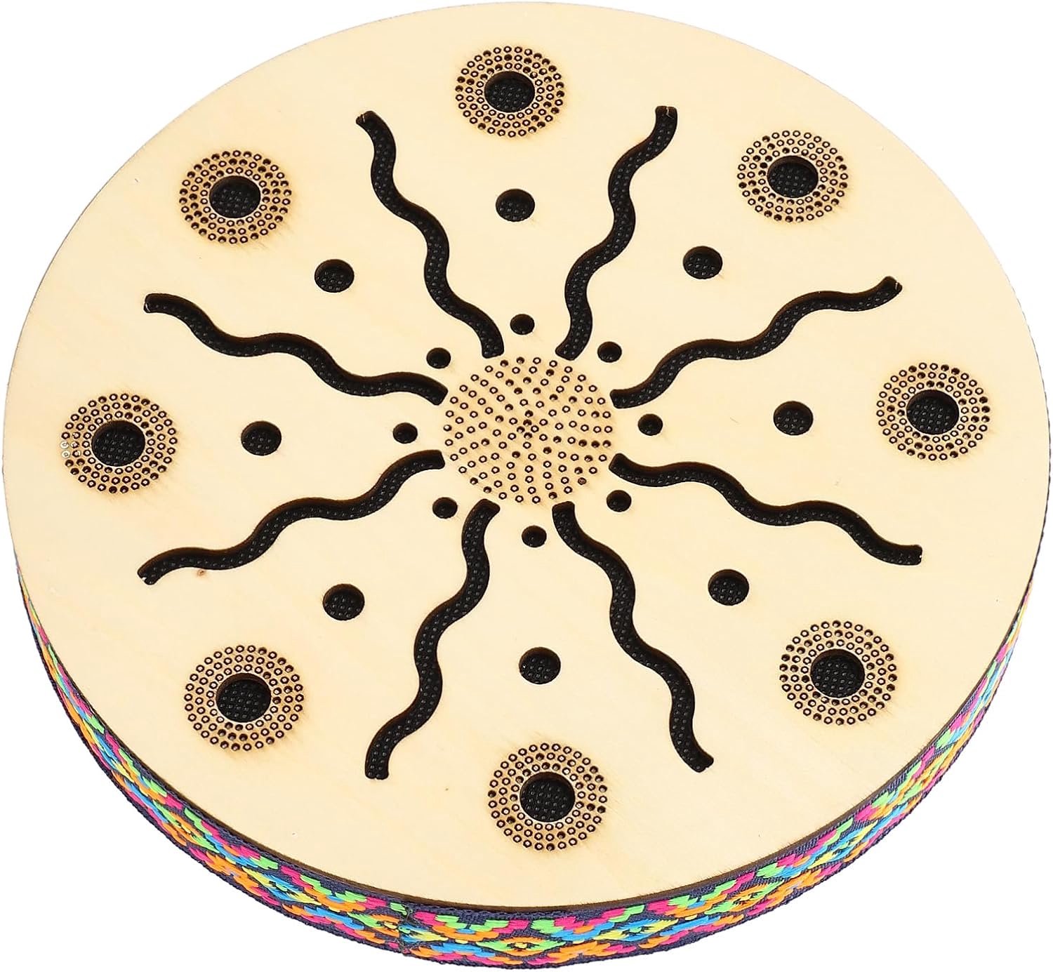 Jeffergarden Sea Drum Sound 8 Inch Esdoornhout Handheld voor Muziekeducatie Concerten Feesten met Kleurrijke Riem voor Comfort