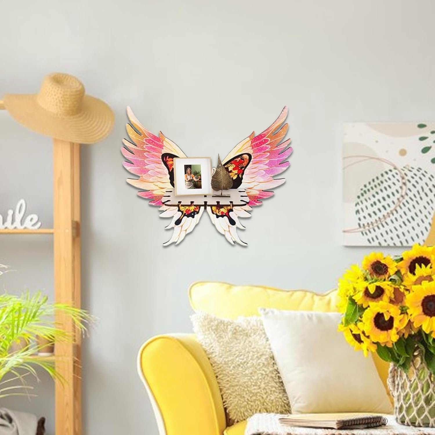 Drijvende vlinderrekken, wandgemonteerde decoratieve display in