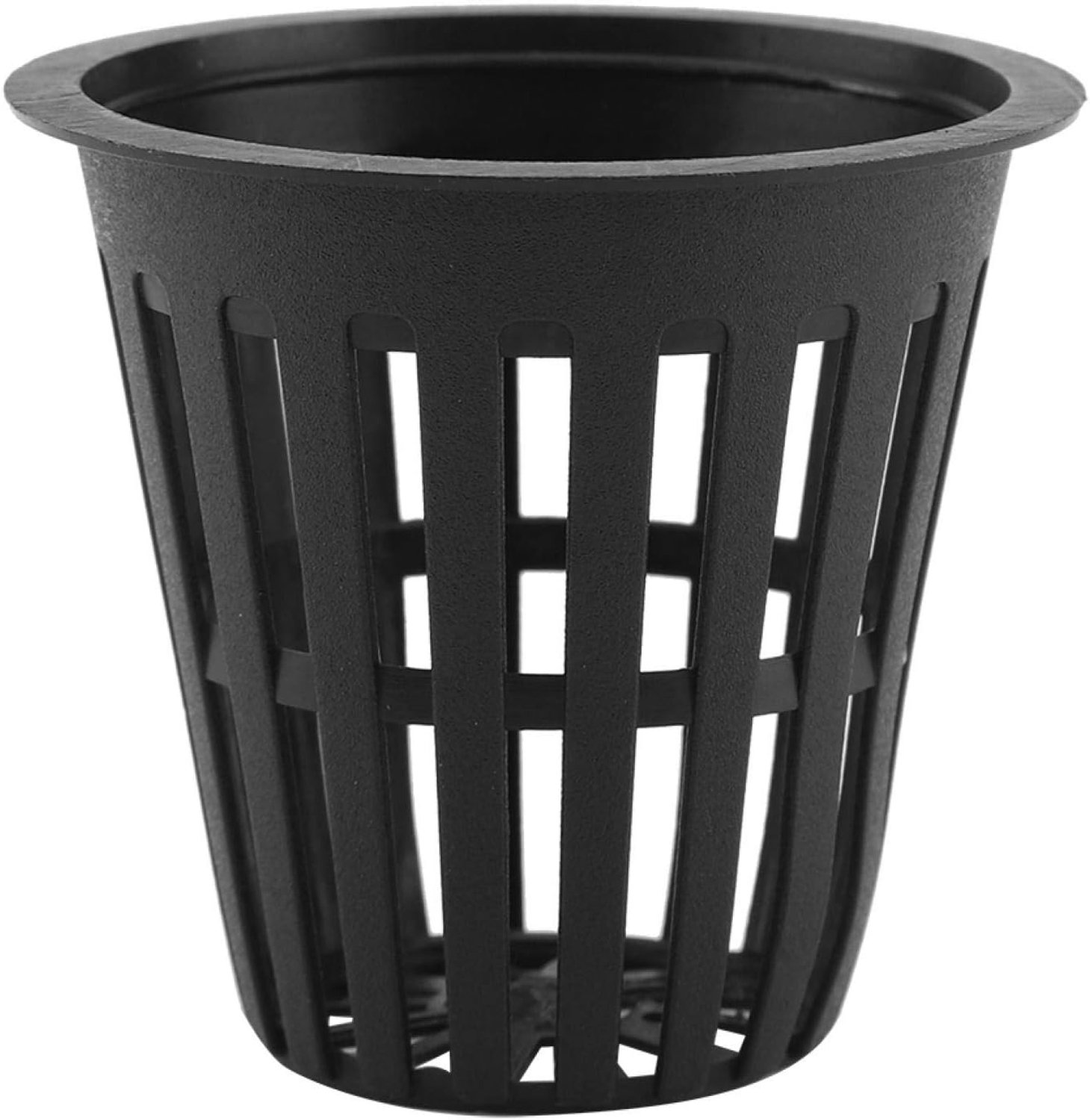 Hydrocultuur Manden, 10 stks/set Plastic Netto Cups Ingelaste Mesh Brede Lip Hydrocultuur Cup Filter Plant Netto Pot voor Tuin Balkon Planten(zwart)