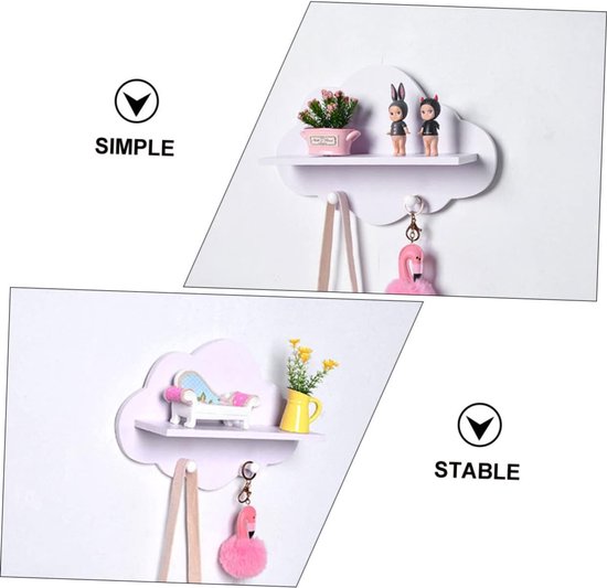 Cloud Shelf Opbergplank 2 Stuks Houten Zwevende Planken Boekenplank Voor Babykamer Keuken Badkamer Muur — afbeelding 3
