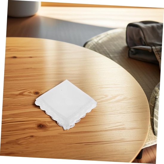 12stuks Elegante Katoenen Zakdoeken Voor Vrouwen Met Kanten Rand Zachte Absorberende Handdoeken Voor Bruiloften Theepartijen Vintage Vierkante Zakdoeken — afbeelding 2