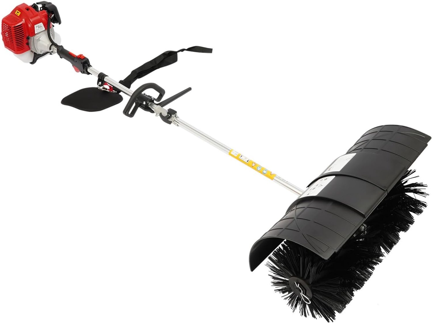 Handbediende op benzine aangedreven veegmachine met grote 60 cm veegborstelkop, draagbare motorische reinigingsbezem voor binnenplaats, terras, pad, bladeren, vuil, sneeuw, reiniging, tuin