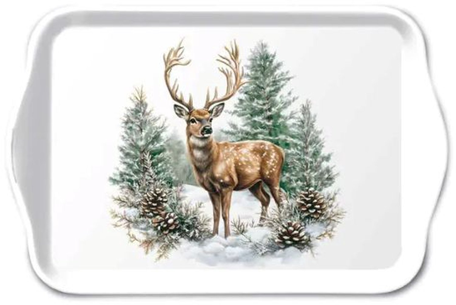 Ambiente - Decoratie Dienblaadje - Winter Stag - 13 x 21 cm