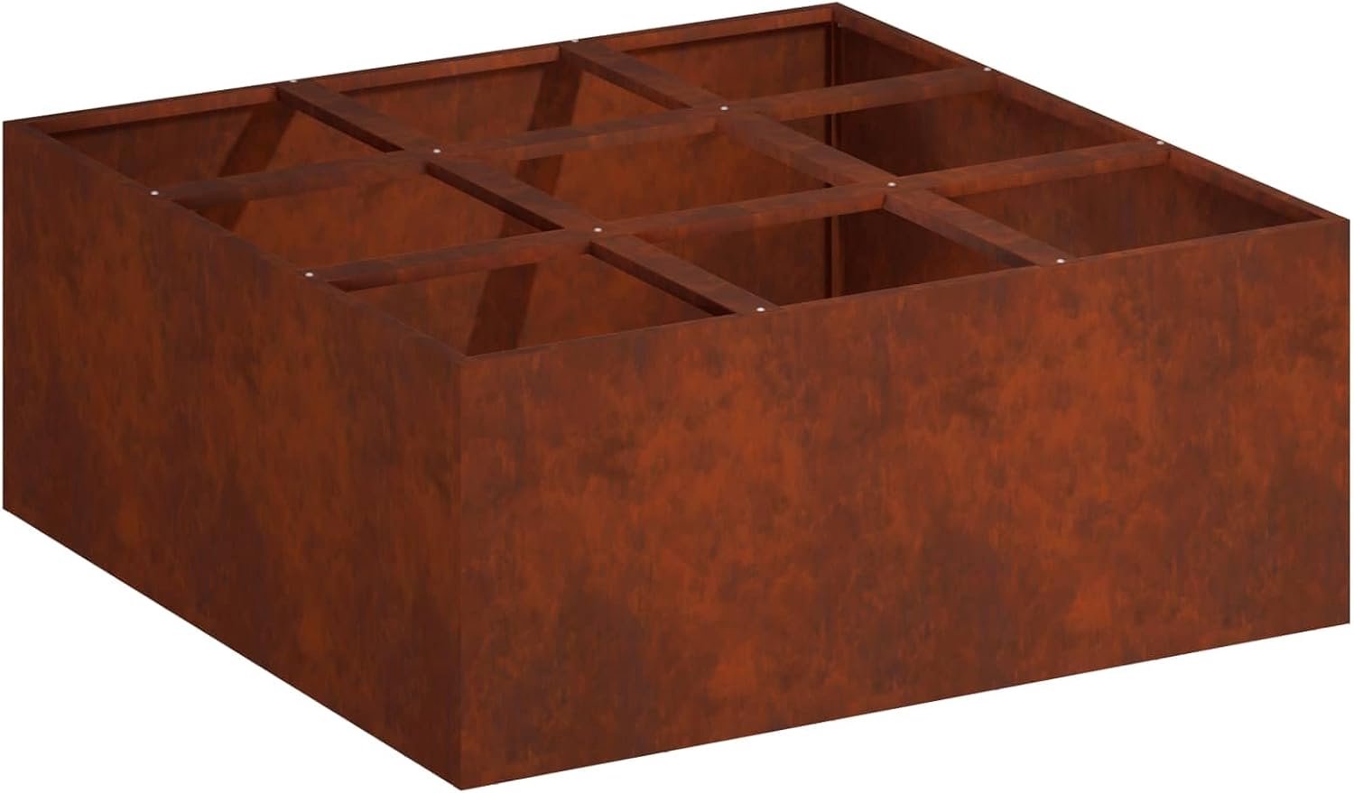 Bloembak voor de tuin, geoxideerd, 100 x 100 x 50 cm, metaal voor