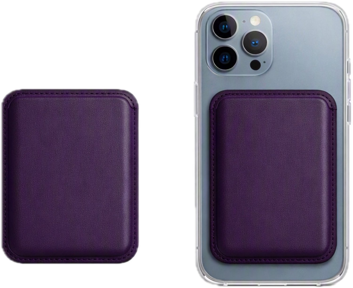 Pradeo - Magsafe Pasjeshouder - Magnetische Kaarthouder Geschikt Voor Apple iPhone - Magsafe Portemonnee Voor Telefoon - Magnetische Wallet - Card Holder Phone - Geschikt Voor iPhone 12/13/14/15/16/17/18 - Deep Purple