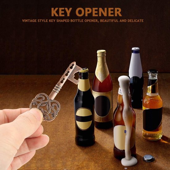 Vintage Sleutelflesopener Praktische Huwelijksgunsten Uniek Prachtig Kroonpatroon 12 Stuks voor Gastgeschenken Hart- en Kroondecor — afbeelding 2