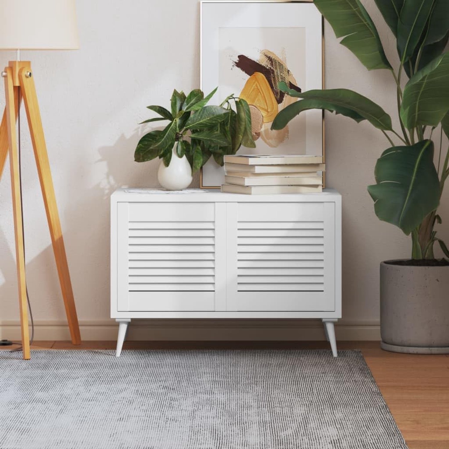 Lamellendeuren, set van 2, 39,5 x 39,4 cm, kastdeur van massief grenenhout, wit, voor inbouwkasten, keukenkast, radiatorbekleding, meubeldeuren
