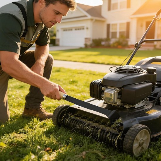 Grasmaaierreiniger, sterke en efficiënte schraper met lange handgreep, accessoires voor grasmaaiers, voor tuin, binnenplaats, , achtertuin, landschapsarchitectuur, park, boerderij — afbeelding 3
