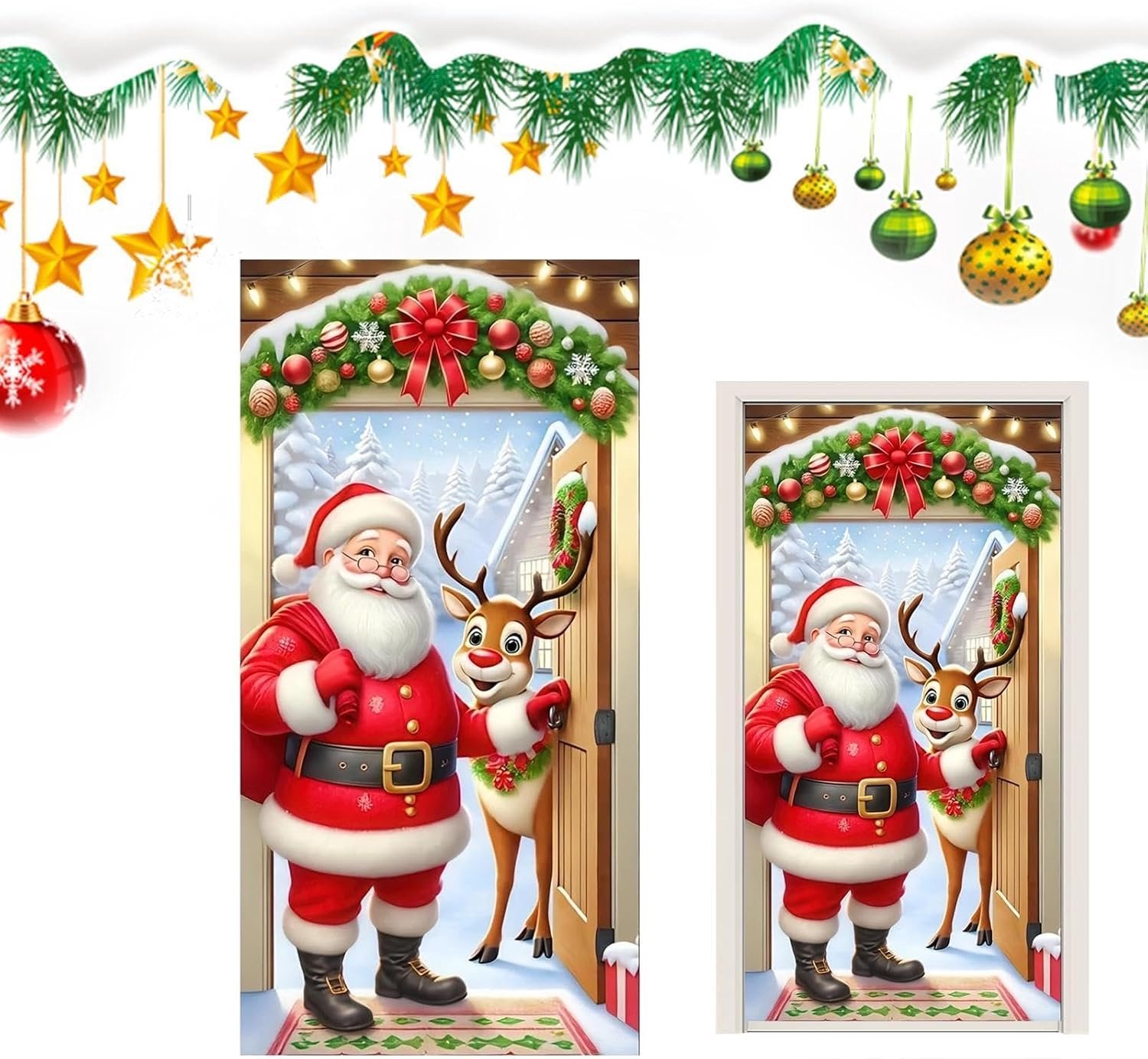 Kerstdeur Banner Kerstman Rendier Schattig