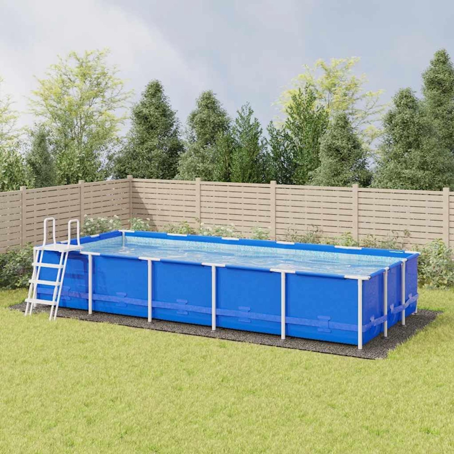 Zwembaddoek lichtgrijs 999 x 500 cm van polyester geotextiel - zwembadonderlegger als bodembescherming voor zwembaden, waterdoorlatend en duurzaam, in 9 delen voorgesneden