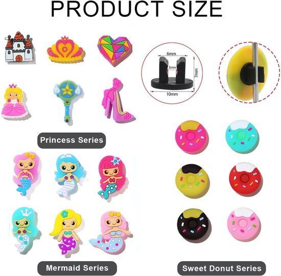 18 stuks fiets spaakdecoratie cartoon fiets spaakkralen donuts zeemeerminnen plastic clip wiel spaken decoraties voor fiets wiel styling accessoires om kleur toe te voegen aan fietsen wielen — afbeelding 5