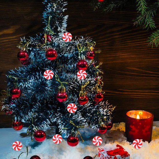 50 Stuks Kerstdecoratie Kerstboom Hanger Decoratie Folie Ronde Zuurstok Kerst Ovaal Zoet Nep Kerstversieringen DIY Ornament Snoepjes — afbeelding 2
