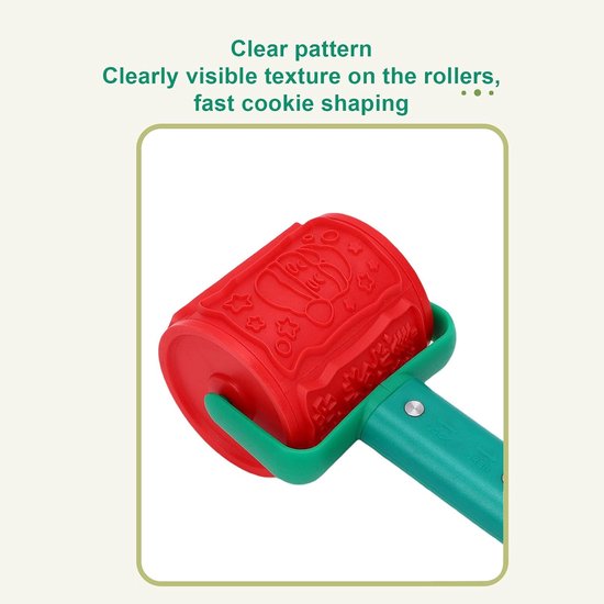 Reliëf Deegroller, 12 Kerstpatronen Cookie Stamp Roller met Vervangbare Koppen voor Bakken, Home Kitchen Tool — afbeelding 3