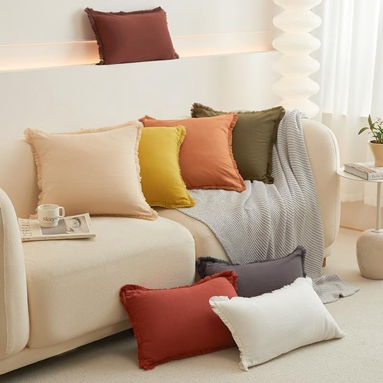 2 stuks effen kleur gewassen katoenen kussensloop klassiek en tijdloos, pure kleur eenvoudige kussensloop, met elk bed is briljant 19,7x19,74 inch (groen — afbeelding 4