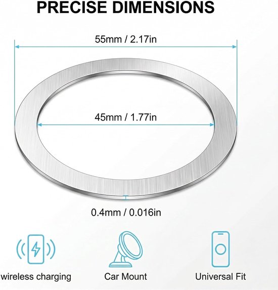 15 stuks zelfklevende magnetische ringen voor smartphone, compatibel met MagSafe, metalen plaat voor draadloos opladen en autohouder, universeel voor mobiele telefoons — afbeelding 3