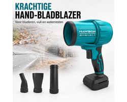 MAWIRON Draadloze bladblazer met turbine (alleen het hoofdapparaat) – Een compacte, op batterijen werkende handbladblazer met krachtige luchtstroom en 3 opzetstukken – perfect voor tuinen, terrassen, garages, studio's en auto's.