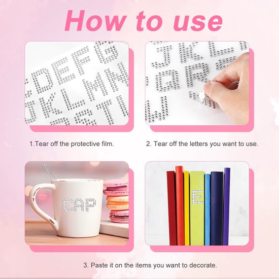 156 Stuks Strass Briefstickers, 6 Vellen Zelfklevend Glitterletters voor Handwerk Diamantbriefstickers Bling Lettersstickers voor Doe-Het-Zelf Kunstambacht Kledingdecor (Zilver) — afbeelding 2