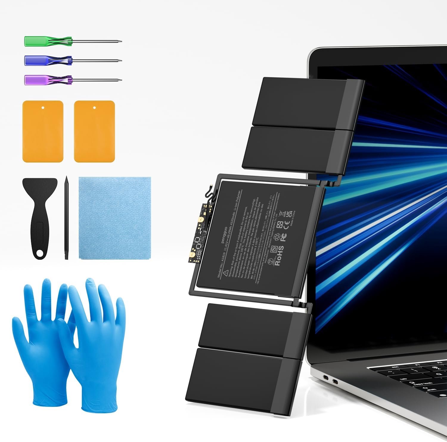 Batterij voor MacBook Pro 13 inch A1706 (eind 2016, midden 2017), vervangend laptop-batterijmodel A1819, batterij EMC 3071 EMC 3163, 4320 mAh (bijgewerkte versies 6.2)