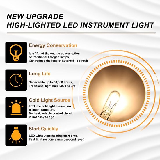 10 stuks lampen dashboard bronkaart led dashboard auto 12V 2W 30MA voor auto en motorfiets interieur snelheidsmeter instrument meter cluster indicator licht paneel — afbeelding 4