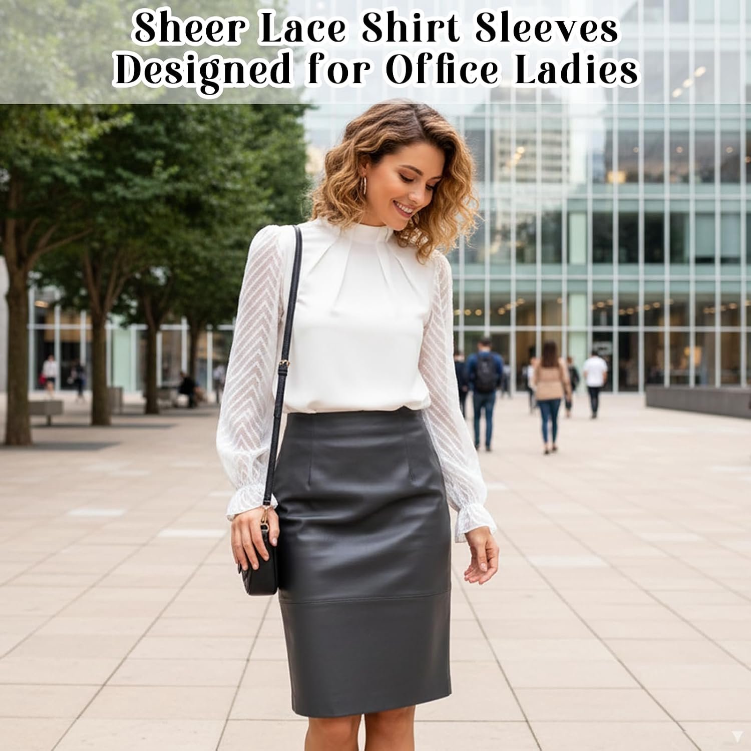 Witte Dames Chiffonbloes Met Lange Mouwen, Halve Hals En Kantmouwen (DE/NL/SE/PL, Alfabetisch, M, Regular, Regular, Wit)
