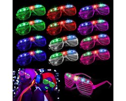 Led-bril voor feestjes, 12 lichtbrillen, voor feestjes, neon rave-bril, led-bril voor feest, Kerstmis, Halloween, verjaardag, dans, bar, club, feest