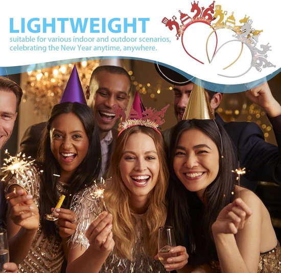 9 Stuks Delige Nieuwjaarsfeest Haarband Lichte Stijlvolle Accessoires in Goud Rood Perfecte Fotoprops voor Oudejaarsavond Feestelijke Vieringen — afbeelding 3