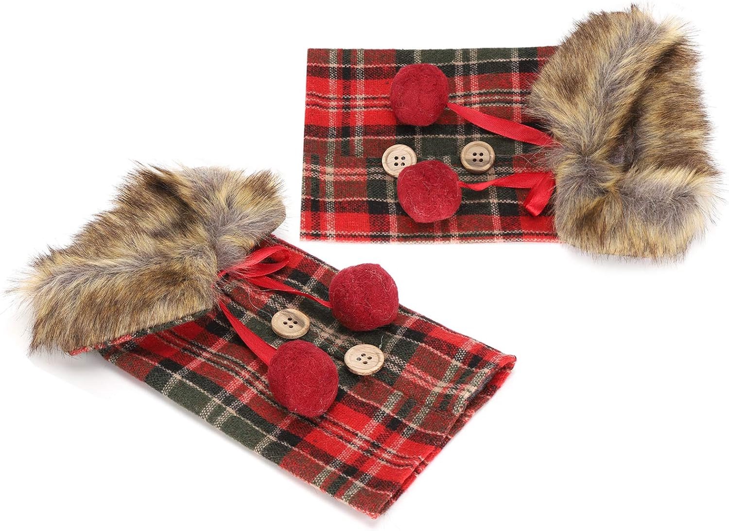 Srliya Kerstwijnfleshoes, 2 Stuks Handgenaaide Gebreide Doe-het-zelfaccessoires voor Bruiloftsfestivaldecoraties, Goed Kerstcadeau voor Wijnliefhebbers