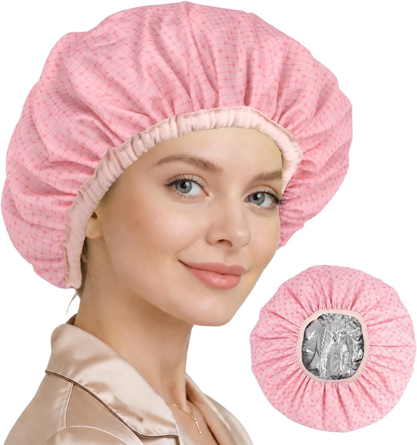 Douchecap met Luipaardenprint, grote maat, geschikt voor lang haar, herbruikbaar, waterdicht, dubbellaags, spa-accessoire
