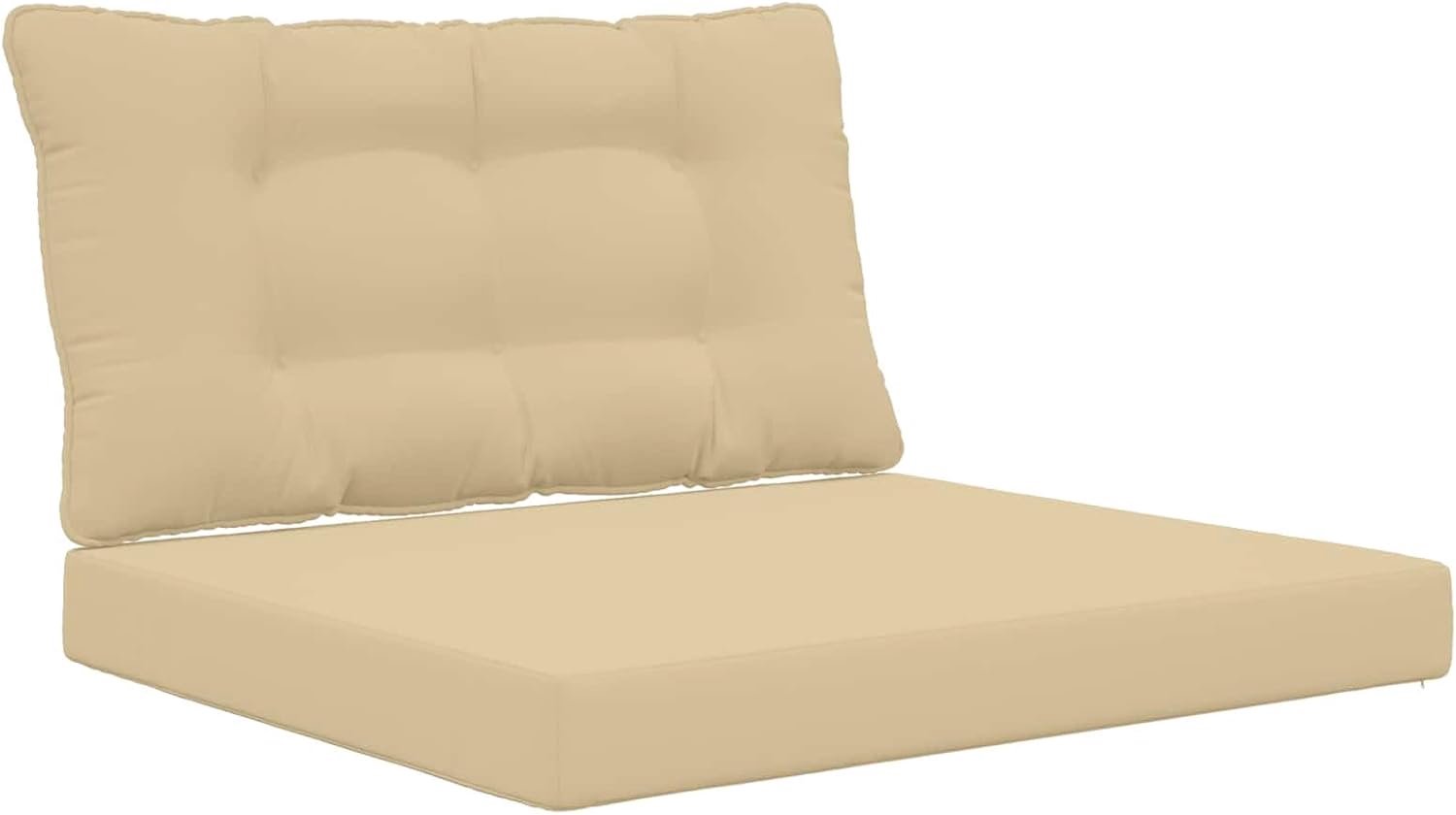 Set van 2 bankkussens, beige, voor buiten, polyester zitkussens met ondersteunende schuimvulling, moderne zitmeubels voor tuin, terras, balkon