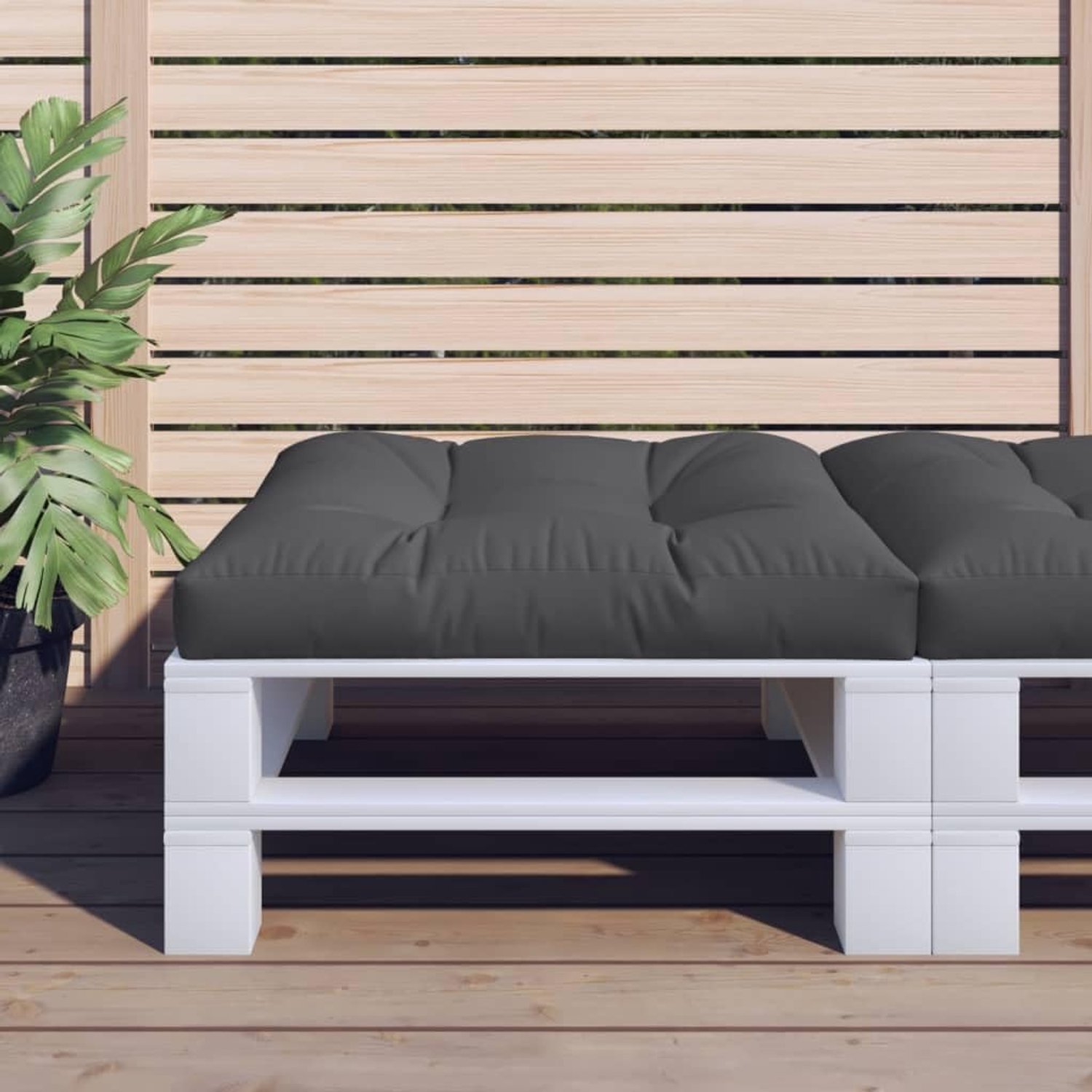 Palletkussen, zwart, 80 x 80 x 12 cm, van waterdicht polyester, outdoor zitkussen met zachte holle vezelvulling, veelzijdig inzetbaar voor tuinmeubelen en banken