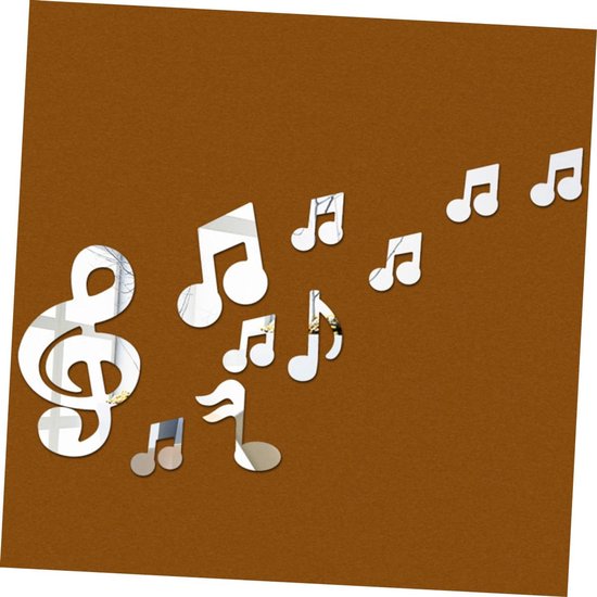 12 Stuks Delige Muzieknoot Muurstickers Spiegel Decoratieve Wanddecoratie voor Kinderkamer Muziekzaal Woonruimte Eenvoudig aan Te Brengen Te Verwijderen — afbeelding 3