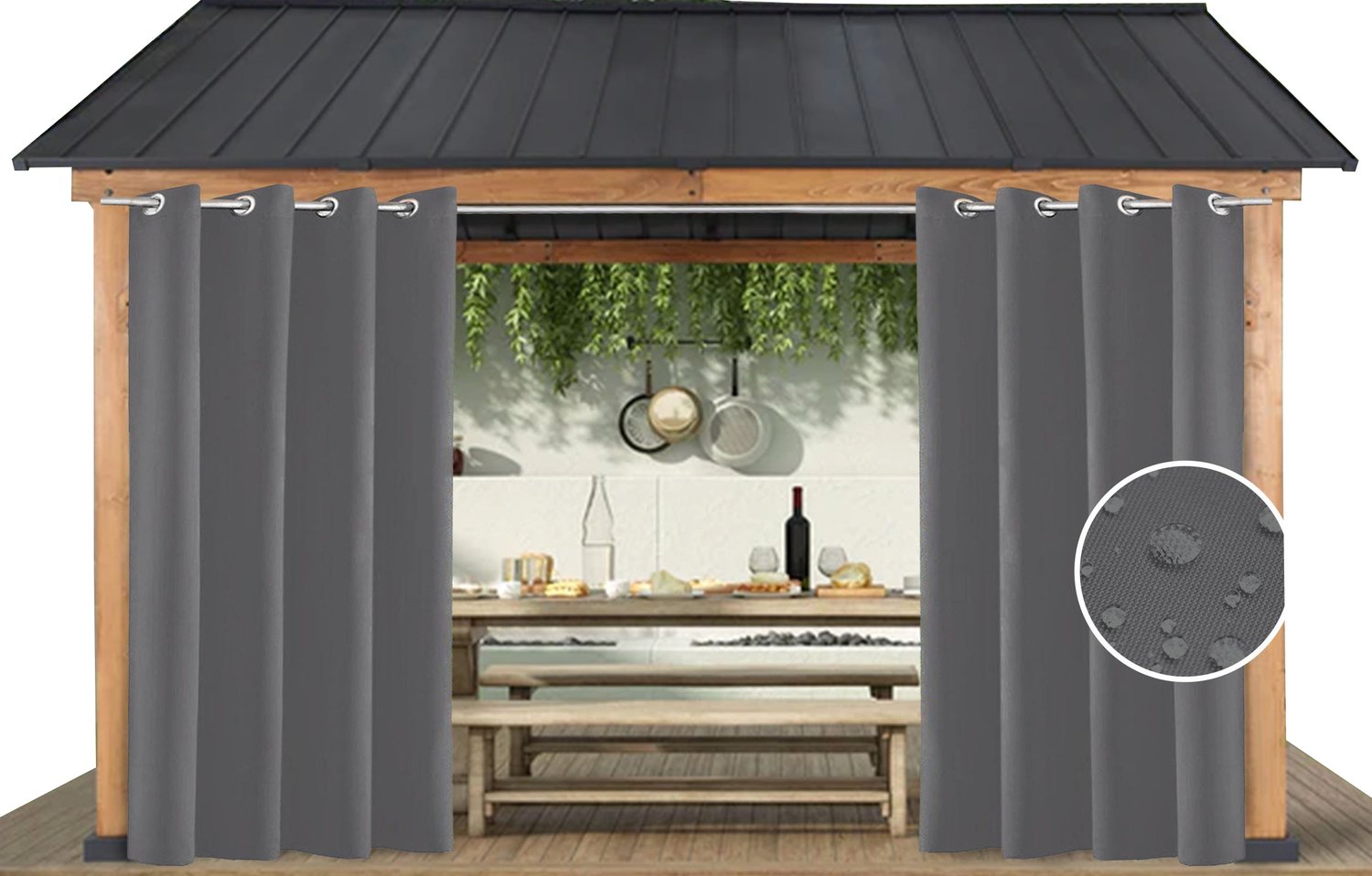 Waterdichte Gordijnen 155x180 voor Tuinhuis, Terras, Balkon